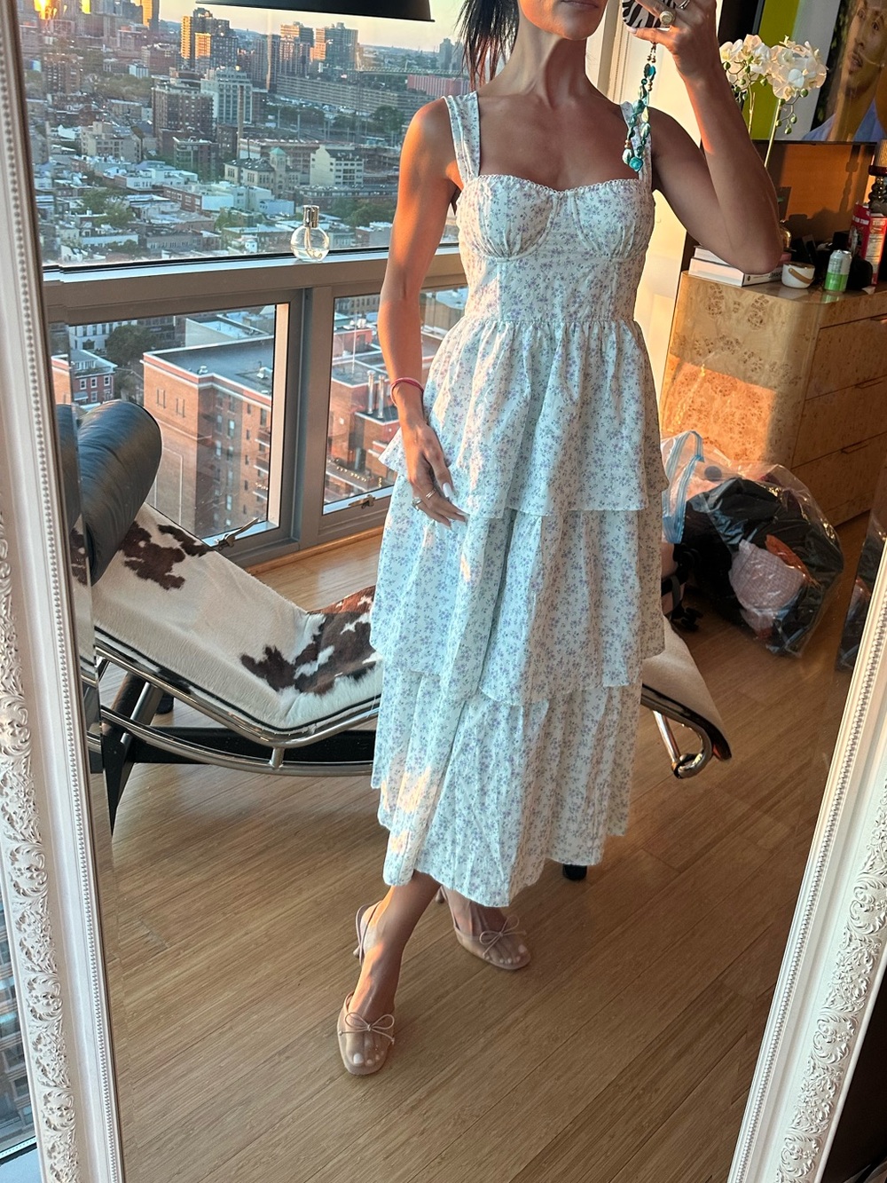 Tiered Floral Midi Dress  size small